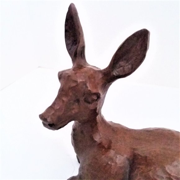 VTG Deer Red Mill made from Crushed Pecan Shells Figurine Signed Handcrafted USA - Picture 2 of 8